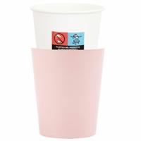 Feestbekers met hoesjes - 8x - baby roze - papier - 250ml