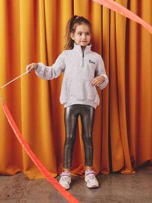 Set met sweater en metallic sportlegging voor meisjes gemêleerd grijs