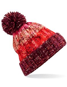 Beechfield CB486 Corkscrew Pom Pom Beanie - Cherry Sherbet - One Size