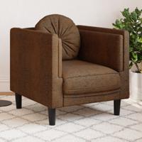 Fauteuil met kussen kunstsuède bruin - thumbnail