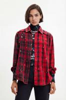Geruite Punk blouse - RED - XL