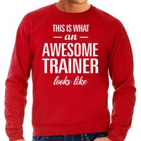 Awesome / geweldige trainer cadeau sweater rood heren - thumbnail