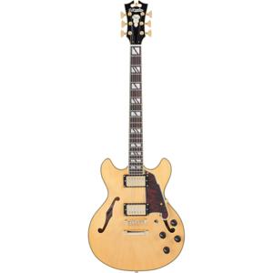 D'Angelico Deluxe Mini DC Stopbar Satin Honey semi-akoestische gitaar met koffer