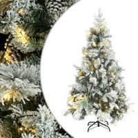 vidaXL Kerstboom met LED en dennenappels en sneeuw 195 cm PVC en PE