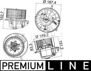 Interieurventilatie BEHR HELLA SERVICE *** PREMIUM LINE *** MAHLE, Spanning (Volt)12V, u.a. für VW, Seat, Skoda, Audi