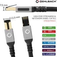 Oehlbach D1C13357 RJ45 Netwerkkabel, patchkabel CAT 8.1 10.00 m Zwart, Goud 1 stuk(s) - thumbnail