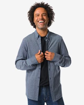 HEMA Herenoverhemd Billy pique donkerblauw (donkerblauw)