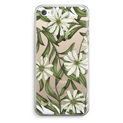 Wit bloemenpatroon: iPhone 5 / 5S / SE Transparant Hoesje