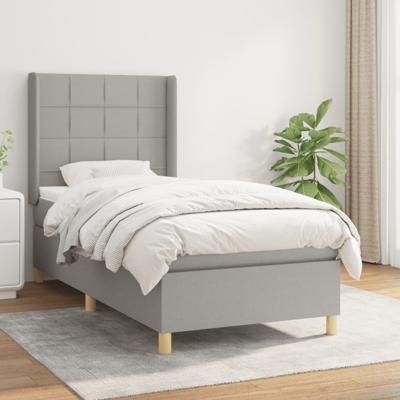 Boxspring met matras stof lichtgrijs 90x190 cm