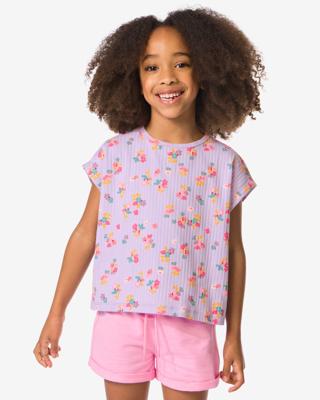 HEMA Kinder T-shirt bloemen lichtpaars (lichtpaars)