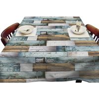 Buiten tafelkleed/tafelzeil blauw houten planken 140 x 250 cm - thumbnail