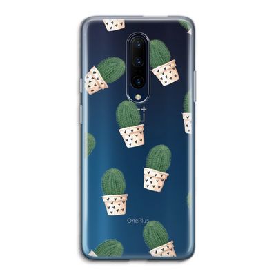 Cactusprint roze: OnePlus 7 Pro Transparant Hoesje