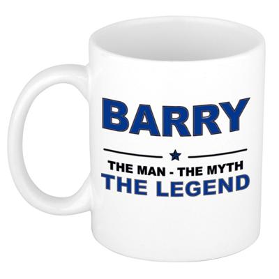 Barry cadeau mok - man myth legend - naam koffiemok / beker - wit en blauw - 300 ml