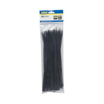 Kinzo Tiewraps - kabelbinders - 100x stuks - zwart - 30 cm