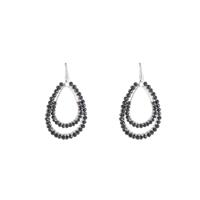 Day&Eve Hang Oorbellen Dubbele Druppelvormig Black Zilver
