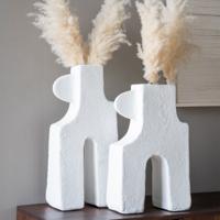 By-Boo Vaas 'Tribe' groot, 54cm, kleur Wit