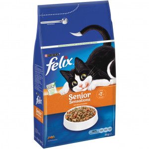 Felix Senior Sensations kip, granen, groentensmaak kattenvoer 2 x 4 kg