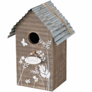 Vogelhuisje/nestkastjes Welcome bruin hout 22 cm