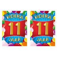 Verjaardag deurposter - 2x - 11 jaar - multi - 59 x 84 cm - leeftijd feestartikelen Verjaardag deurposter - 2x - 11 jaar - multi - 59 x 84 cm - leeftijd feestartikelen