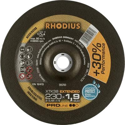 Rhodius 205703 Doorslijpschijf gebogen 230 mm 1 stuk(s) RVS, Staal