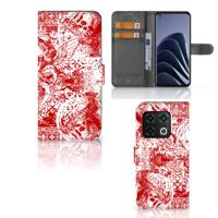 Telefoonhoesje met Naam OnePlus 10 Pro Angel Skull Rood | Portemonnee hoesje