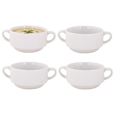 Soepkommen Essential - 8x - wit - D11 x 6 cm - porselein - schaaltjes met oren