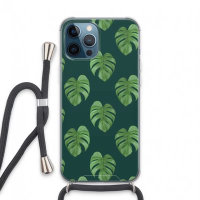 Monstera leaves: iPhone 13 Pro Max Transparant Hoesje met koord