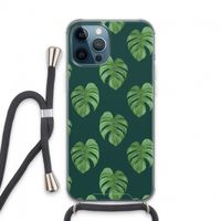Monstera leaves: iPhone 13 Pro Max Transparant Hoesje met koord