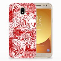 Silicone Back Case Samsung Galaxy J5 2017 Angel Skull Rood - thumbnail