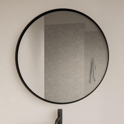 Spiegel Gliss Design Asteri Zonder LED Verlichting 70 cm Met Rand Mat Zwart
