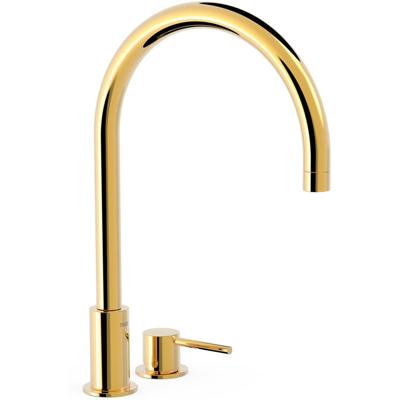Wastafelkraan Tres Study | Opbouw | Draaibare uitloop | Mengkraan | Hoog model | 1-hendel | Rond | 24k Goud glans