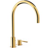 Wastafelkraan Tres Study | Opbouw | Draaibare uitloop | Mengkraan | Hoog model | 1-hendel | Rond | 24k Goud glans