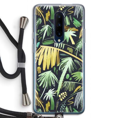 Tropical Palms Dark: OnePlus 7 Pro Transparant Hoesje met koord