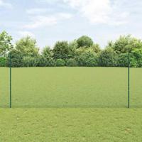 VidaXL Hek met paal groen 1,4 x 25 m staal en pvc