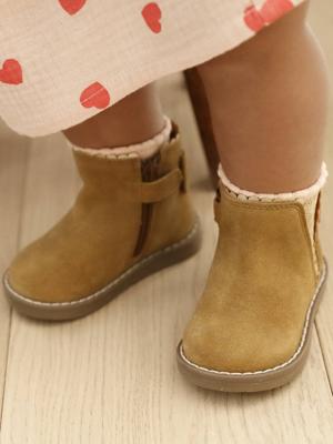 Elastische leren laarsjes voor meisjesbaby's camel