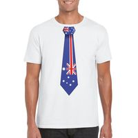 Wit t-shirt met Australie vlag stropdas heren - thumbnail