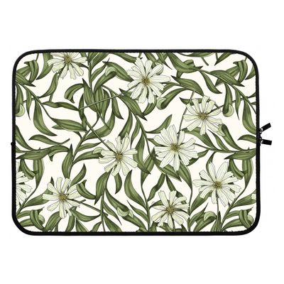 Wit bloemenpatroon: Laptop sleeve 15 inch