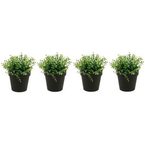 Set van 4x stuks kunstplanten eucalyptus groen in zwarte potjes 20 cm