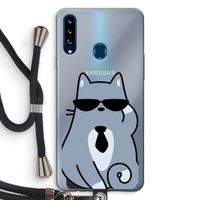 Cool cat: Samsung Galaxy A20s Transparant Hoesje met koord