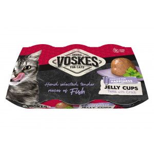 Voskes Jelly Cups tonijn met krab kattensnack (6x25 g) 2 verpakkingen (12 x 25 g)