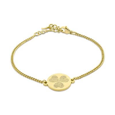Gepersonaliseerde vingerafdruk klaver armband - Stainless steel - Goud - 3 vingerafdrukken