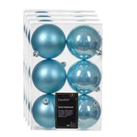 Decoris kerstballen - 24x - kunststof - ijsblauw - 8 cm