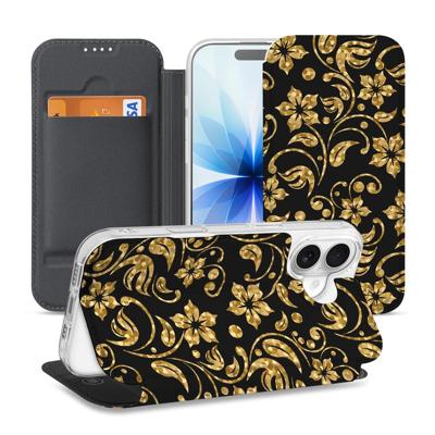 Book Wallet Case Apple iPhone 17 Gouden BloemenBC