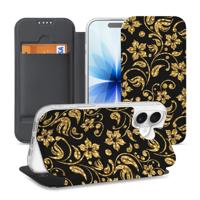 Book Wallet Case Apple iPhone 17 Gouden BloemenBC