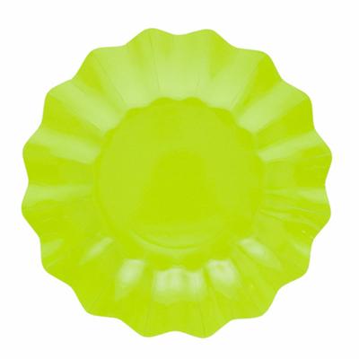 Feestbordjes/gebaksbordjes met schulprand - 8x - lime groen - rond - karton - 21 cm
