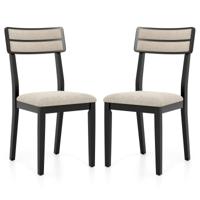 2-delige set Eetkamerstoelen met een Gepolsterde Zitting en Rubberhout Poten Keukenstoelen Eetstoelen Zwart 2-delige set Eetkamerstoelen met een Gepolsterde Zitting en Rubberhout Poten Keukenstoelen Eetstoelen Zwart