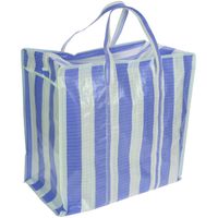 Dekens en kussens opbergtas wit/blauw 55 x 55 x 30 cm - Shoppers