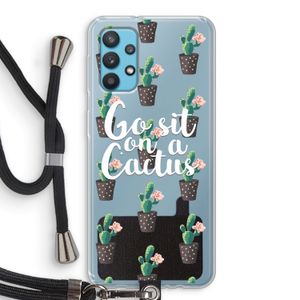 Cactus quote: Samsung Galaxy A32 4G Transparant Hoesje met koord