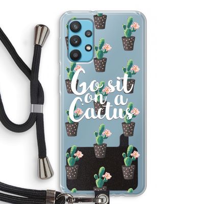 Cactus quote: Samsung Galaxy A32 4G Transparant Hoesje met koord