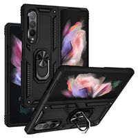 Samsung Galaxy Z Fold3 5G hybride hoesje met metalen standaard - zwart - thumbnail